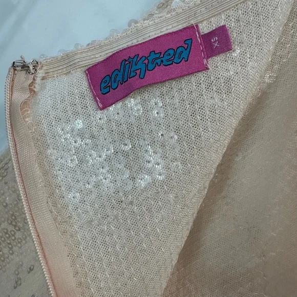 Edikted Riki light pink sheer sequin maxi Skirt - Picture 10 of 15